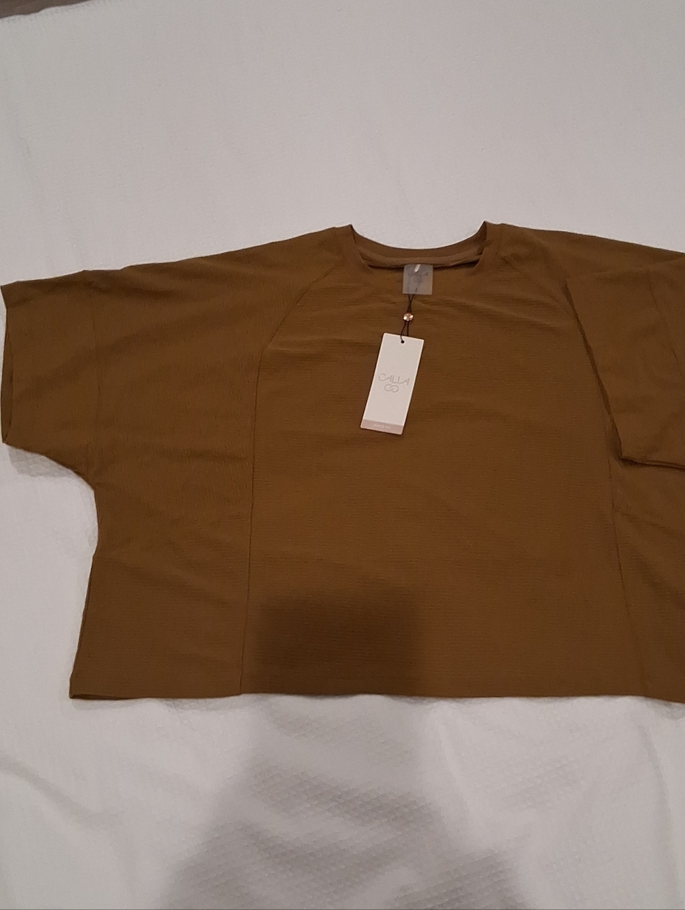 CALIA by Carrie Underwood Mustard Boxy Short-Sleeve Tunic